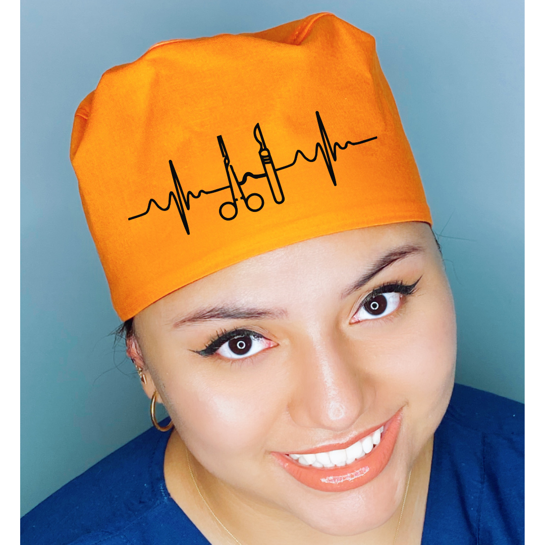 Medical Instruments EKG Themed Solid Color Ponytail