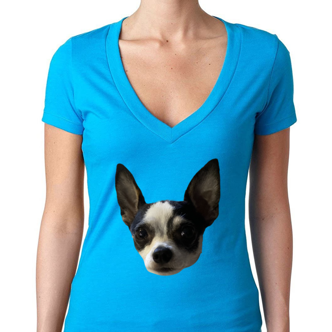 YOUR Picture Printed Full Front On A Women's Ideal V-Neck T-Shirt