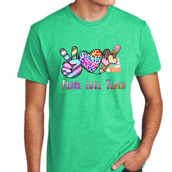 Peace, Love, Teach Cheetah Print Unisex T-Shirt