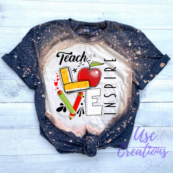 Teach Love Inspire Bleached Unisex Soft Style T-Shirt