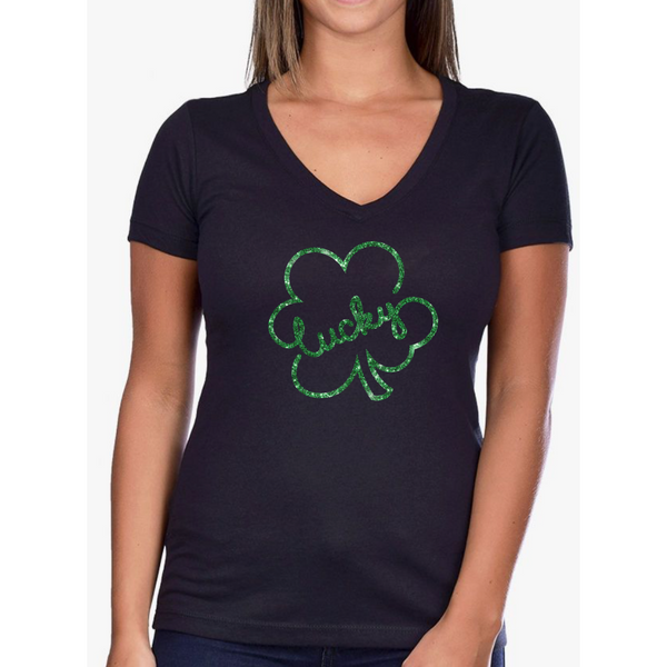 Lucky Clover Leaf St. Patrick's Day themed Women's Ideal V-Neck Tee
