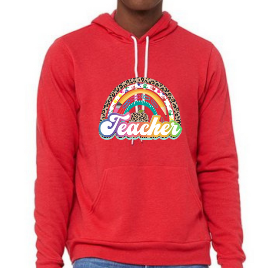Teacher Rainbow Unisex Fleece Pullover Hoodie