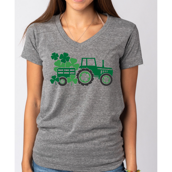 Holiday Tractor St. Patrick's Day themed Women's Ideal V-Neck Tee