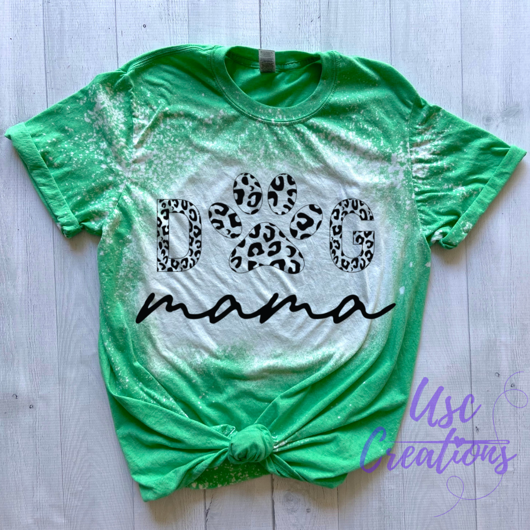 Dog MAMA Paw Print Bleached Unisex Soft Style T-Shirt