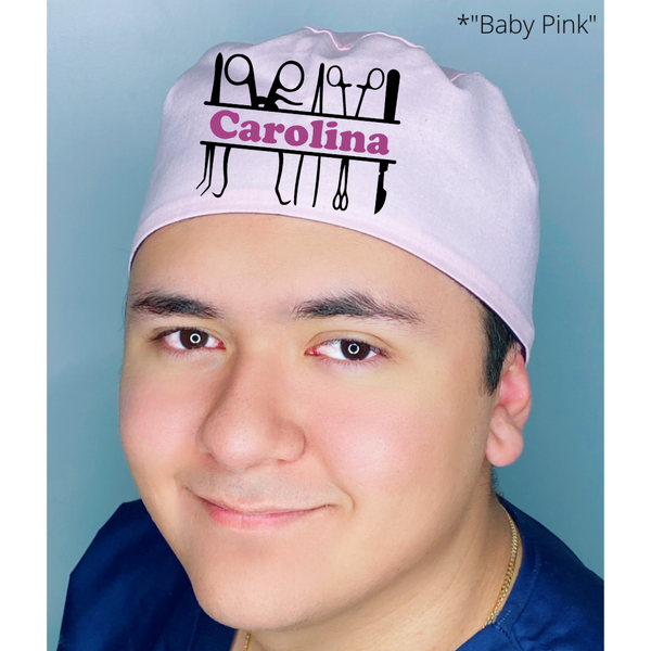 Personalized Medical Instruments with Name Themed Custom Solid Color Unisex Scrub Cap