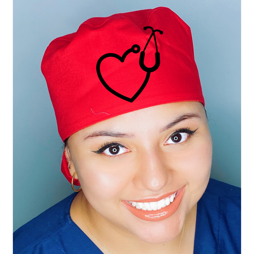 Heart Stethoscope Themed Solid Color Ponytail