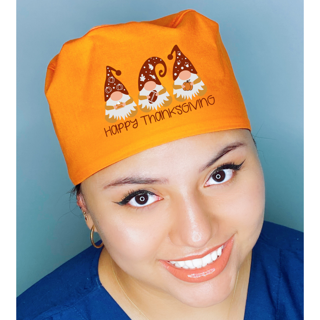 Cute Gnomes Happy Thanksgiving Themed Solid Color Ponytail