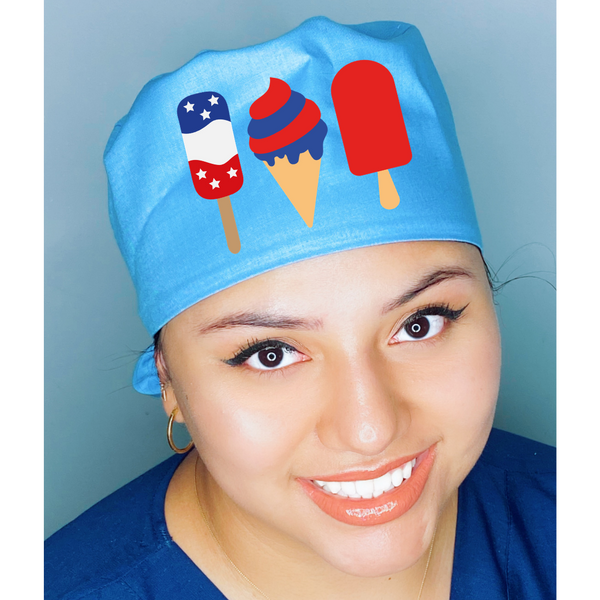 4th of July Popsicles Independence Day Themed Solid Color Ponytail