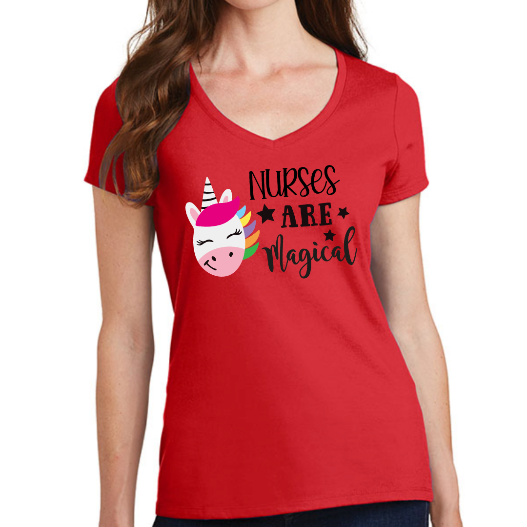 Nurses Are Magical Unicorn Women's Ideal V-Neck Tee
