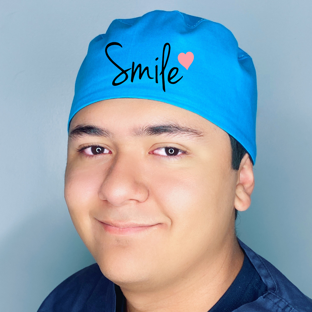 Smile Themed Custom Solid Color Unisex Scrub Cap