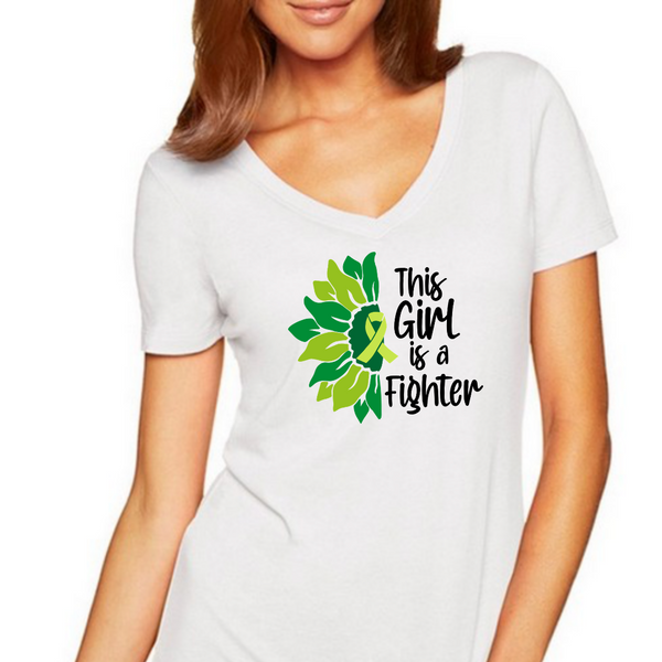 This Girl is a Fighter Awareness Ribbon themed Women's Ideal V-Neck Tee
