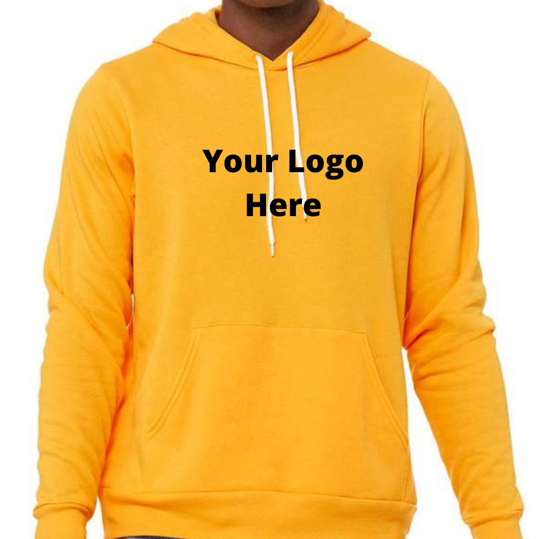 YOUR Logo Printed Full Chest Front On A Unisex Fleece Pullover Hoodie